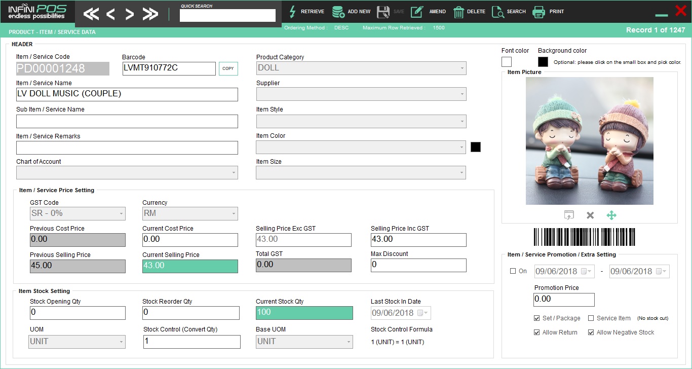 Item or Service Setup